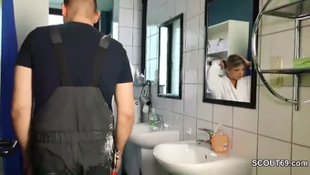 Repairman seduces daughter while stepmom is away, leading to oral and vaginal sex